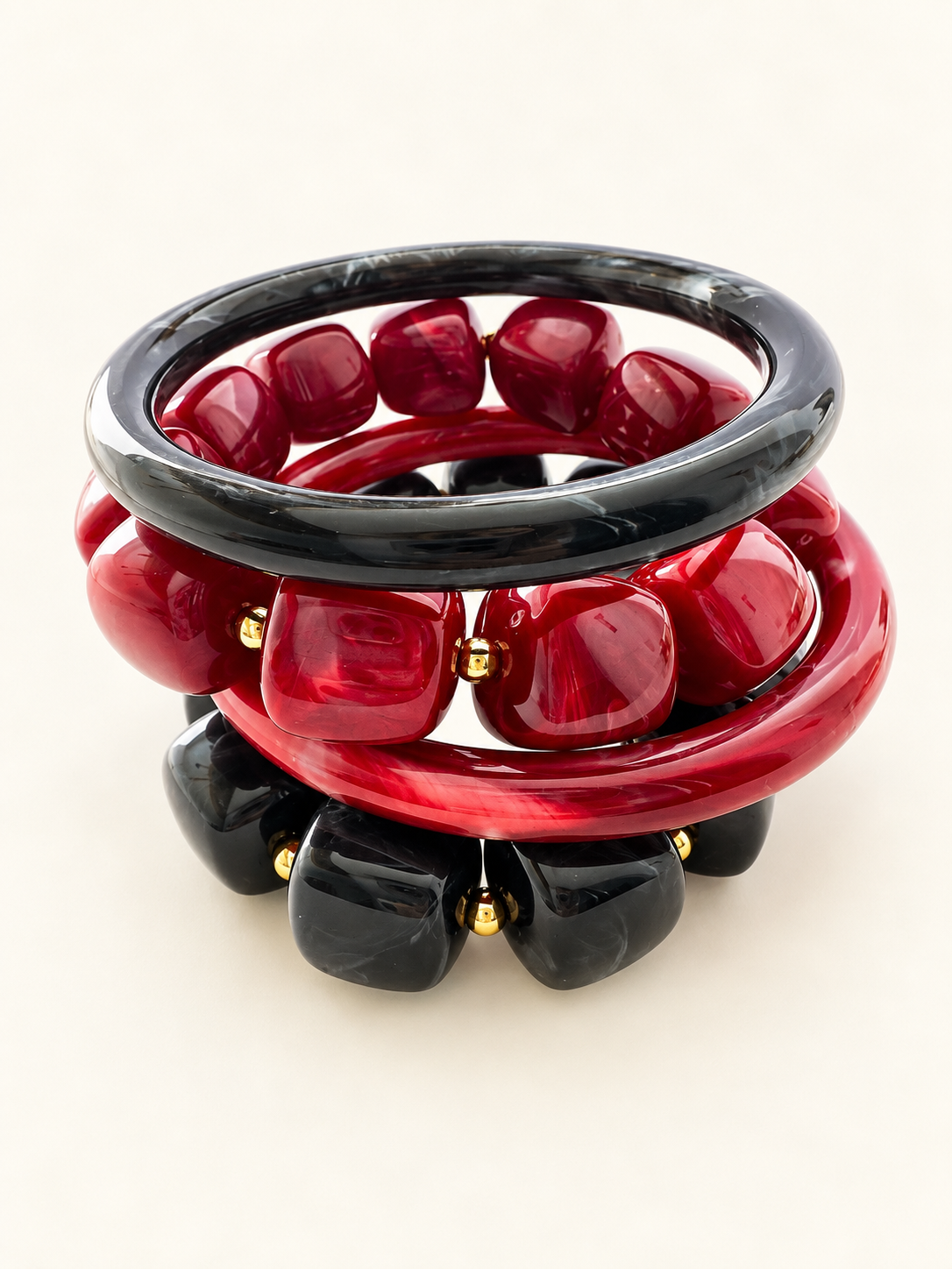 PULSERAS SET POR 4 CARMESI