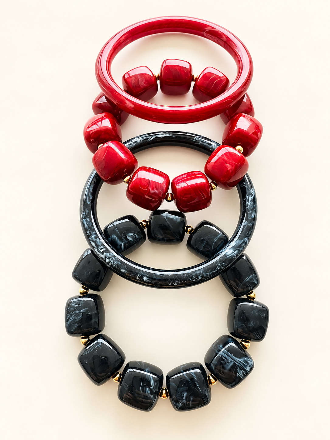 PULSERAS SET POR 4 CARMESI