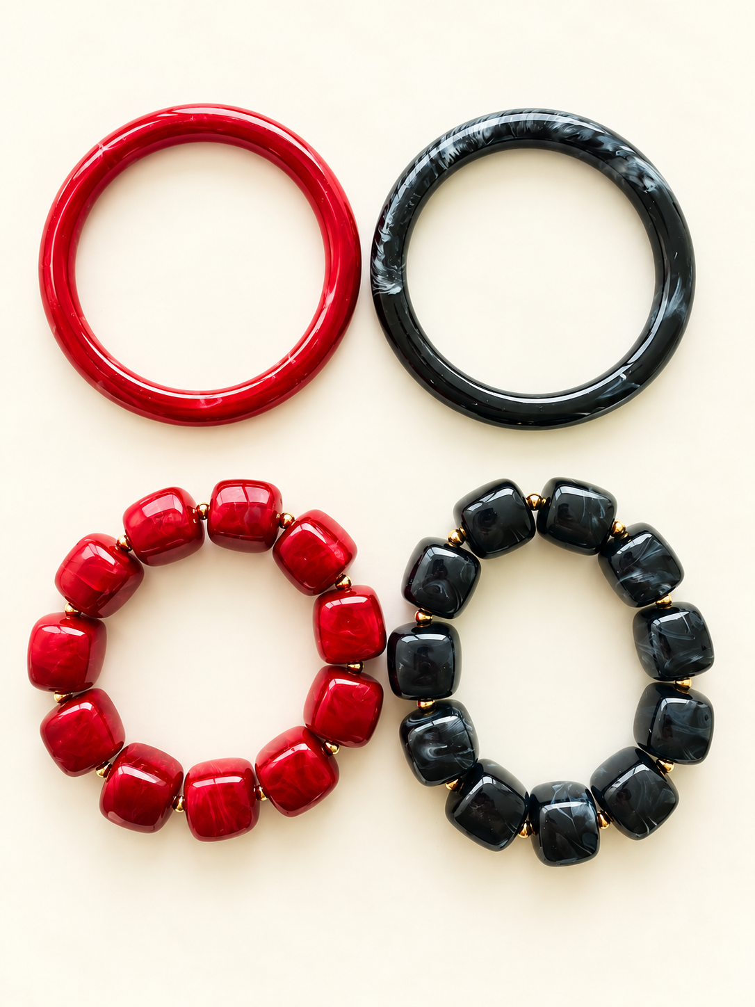 PULSERAS SET POR 4 CARMESI