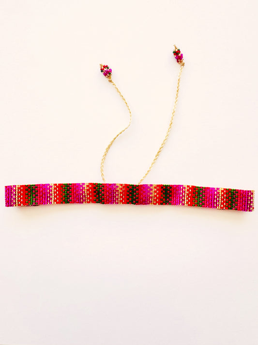 COLLAR SHOKER MAGENTA TRIBAL