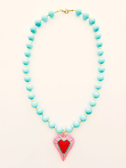 COLLAR CORAZÓN TURQUESA BO